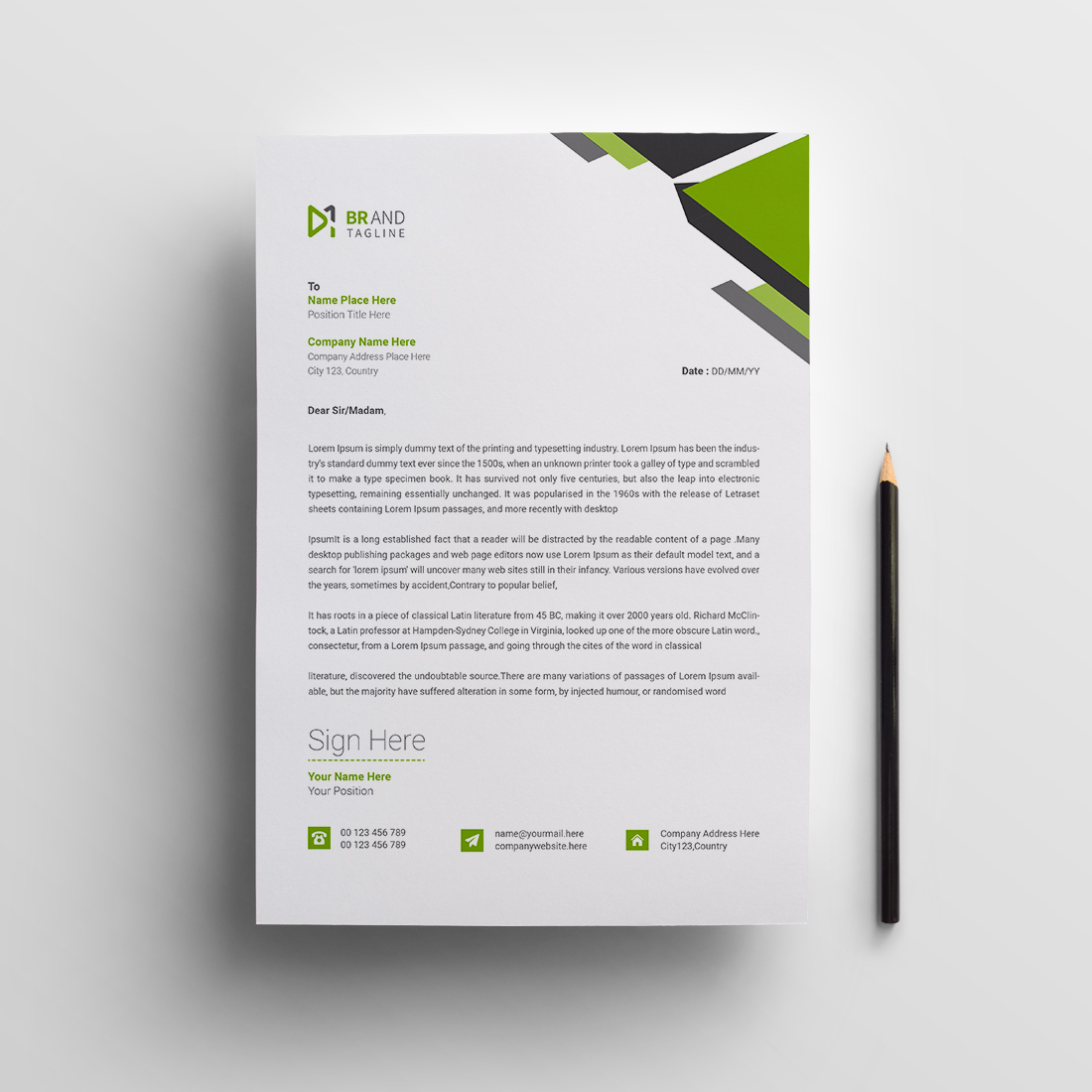 Business letterhead design template preview image.