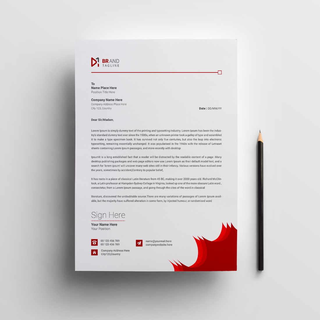 Professional creative elegant modern business letterhead design preview image.