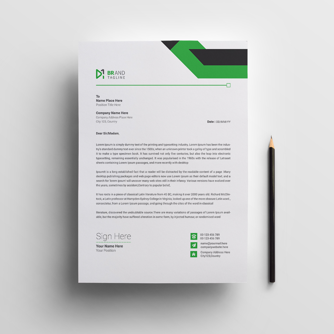 Business letterhead design template for company preview image.