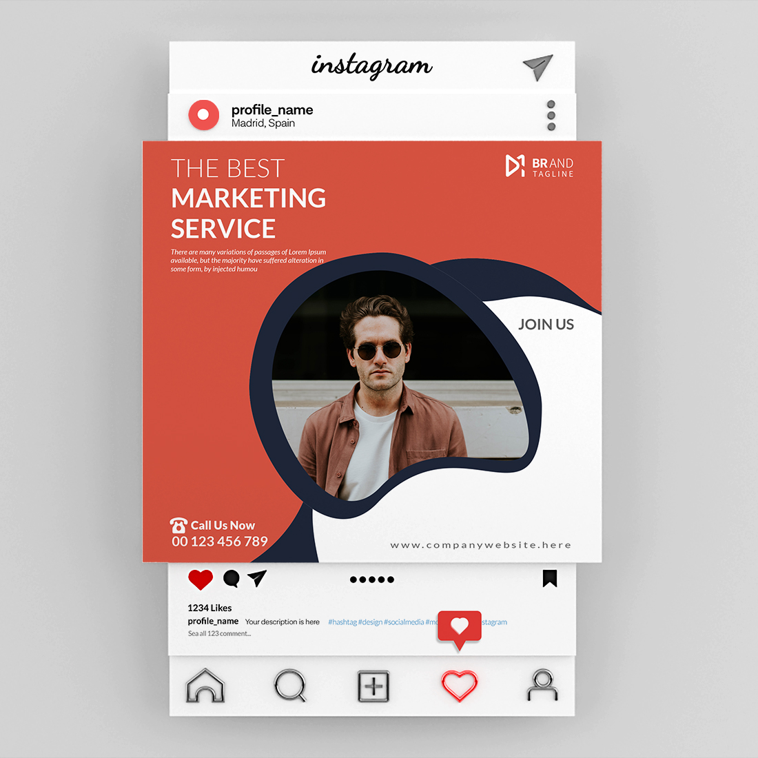 Corporate business digital marketing social media Instagram post design template preview image.