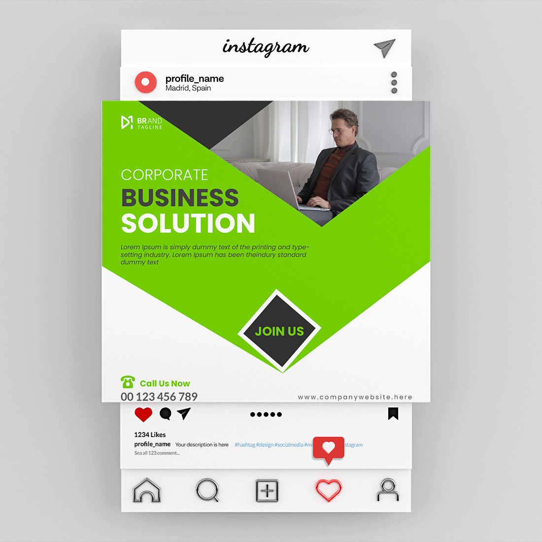 Business social media posts and corporate web banner template preview image.