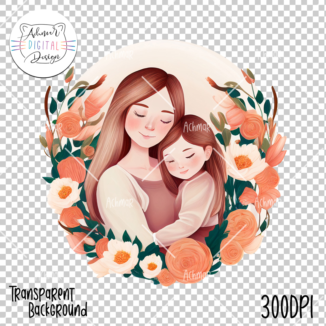 Mother's Day Clip Art, Mom and Daughter, Mothers day preview image.