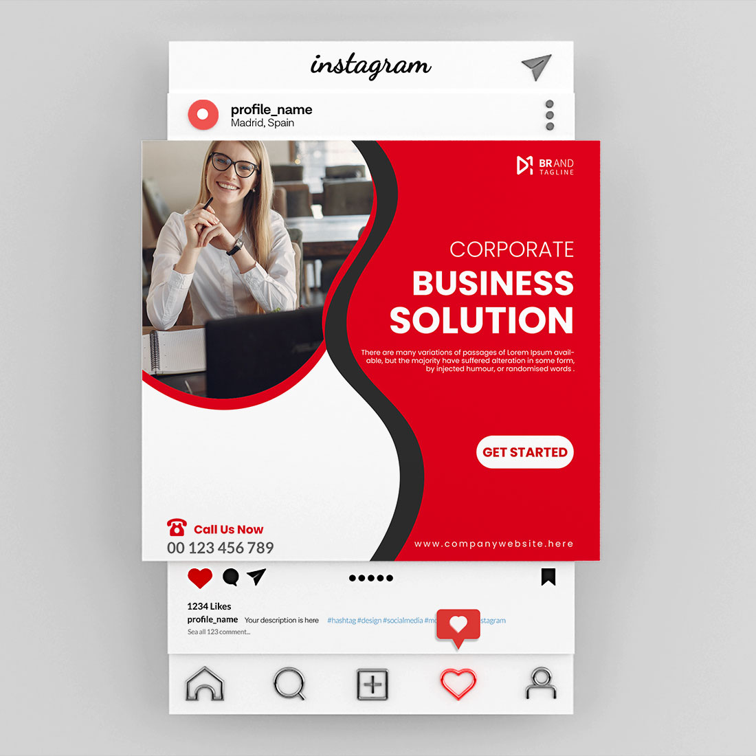 Digital marketing social media Instagram post design template preview image.