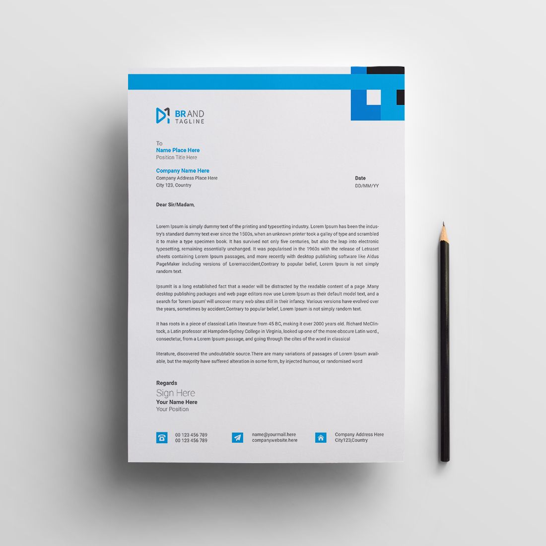 Business letterhead design template preview image.