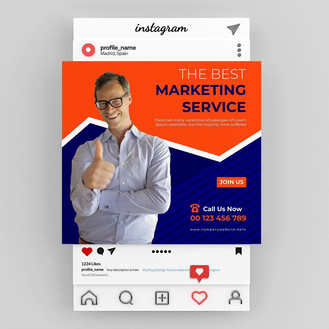 Digital marketing social media post design template preview image.