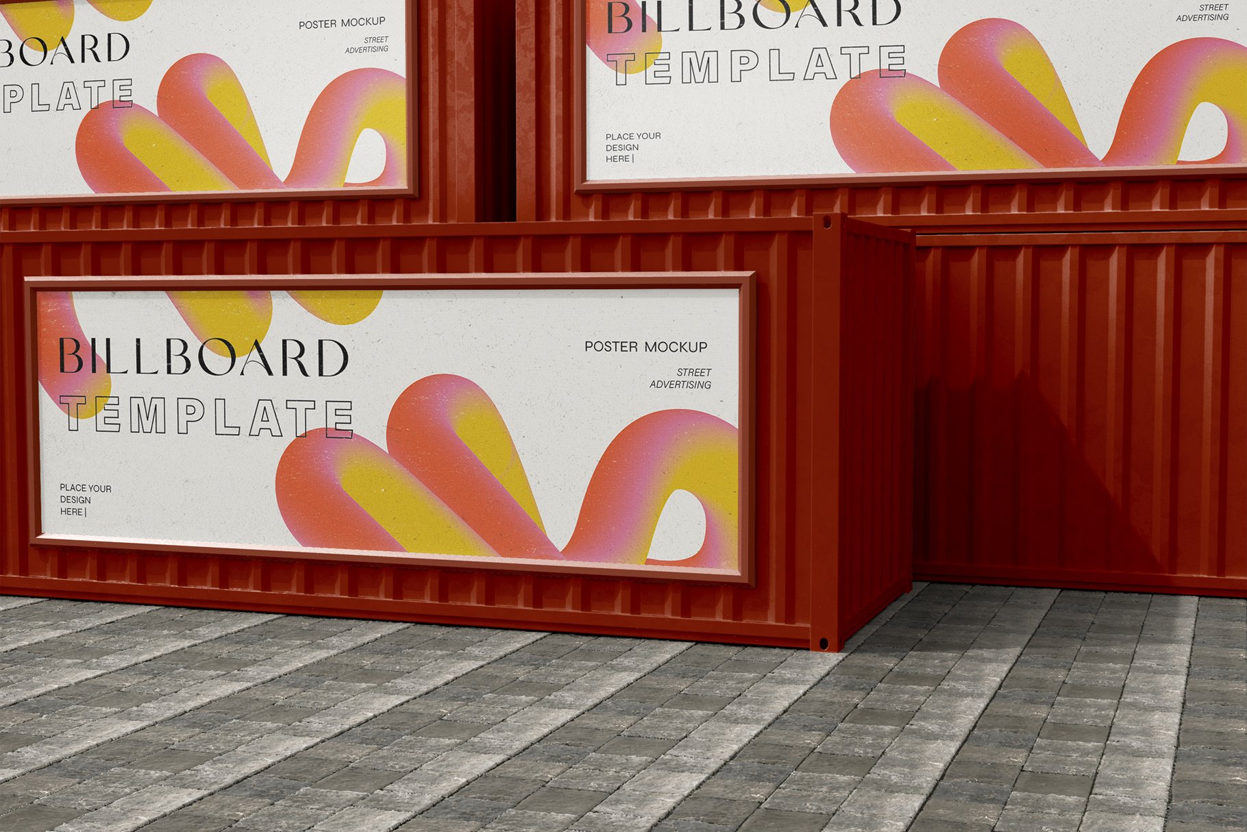 3d Banners Mockup on Container preview image.