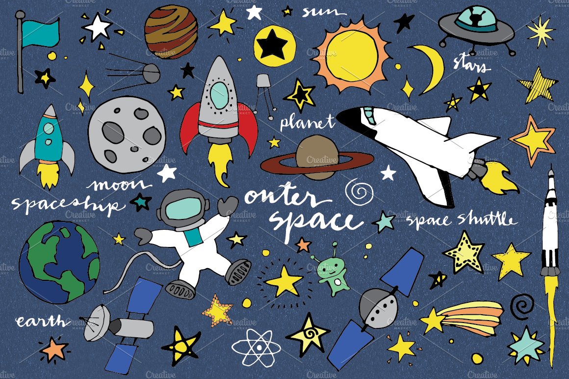 Hand Drawn Outer Space Illustrations cover image.