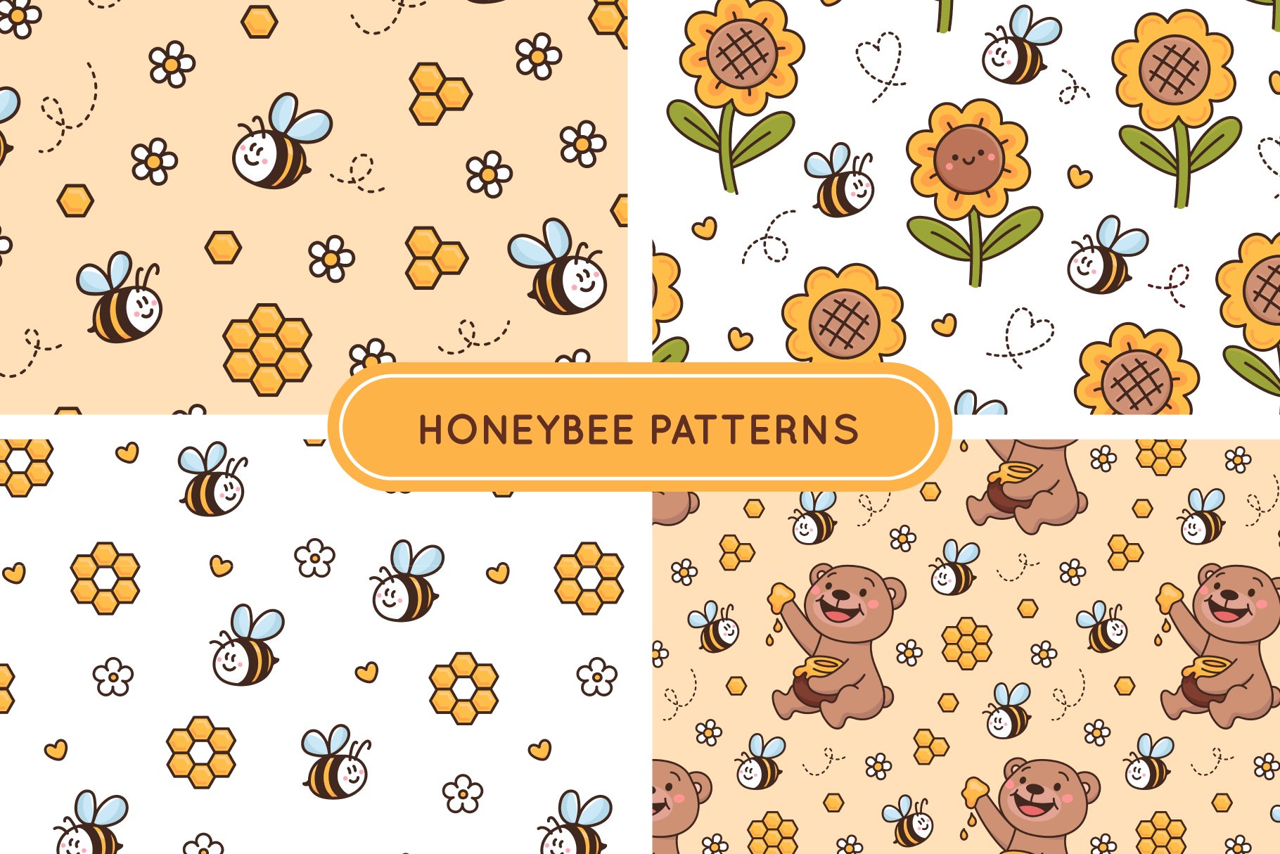 Honey bee patterns cover image.
