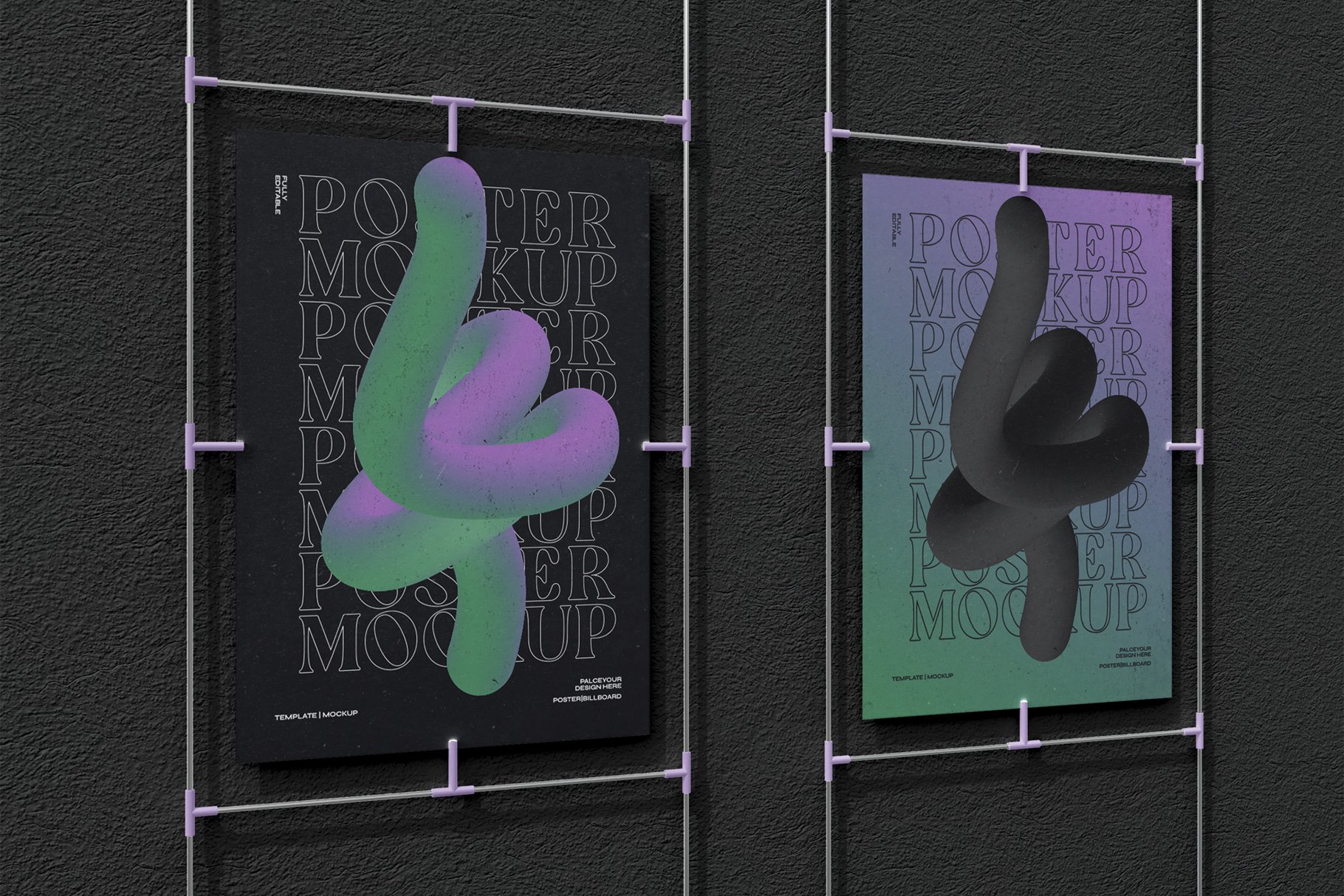 3d Two Urban Poster Stand Mockup preview image.