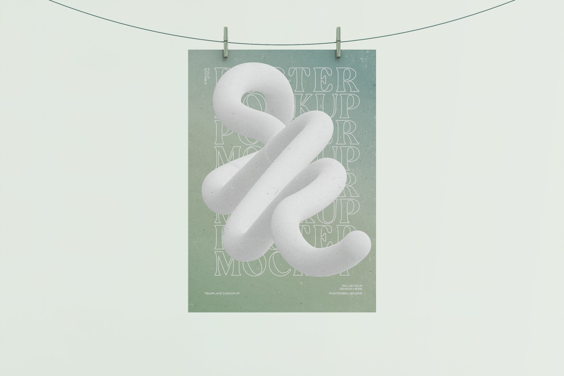 3d Hanging Poster Mockup cover image.