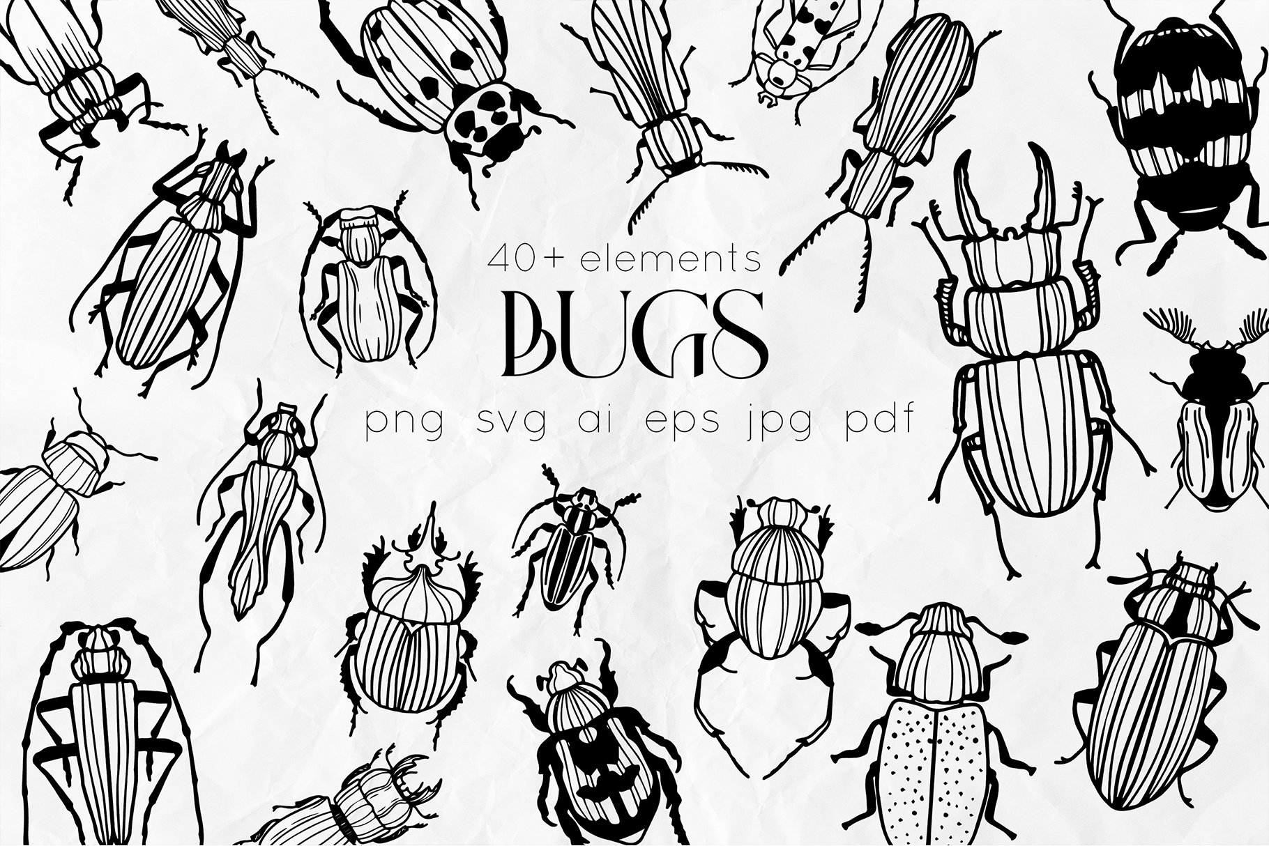 Bugs Line Art Vector SVG cover image.