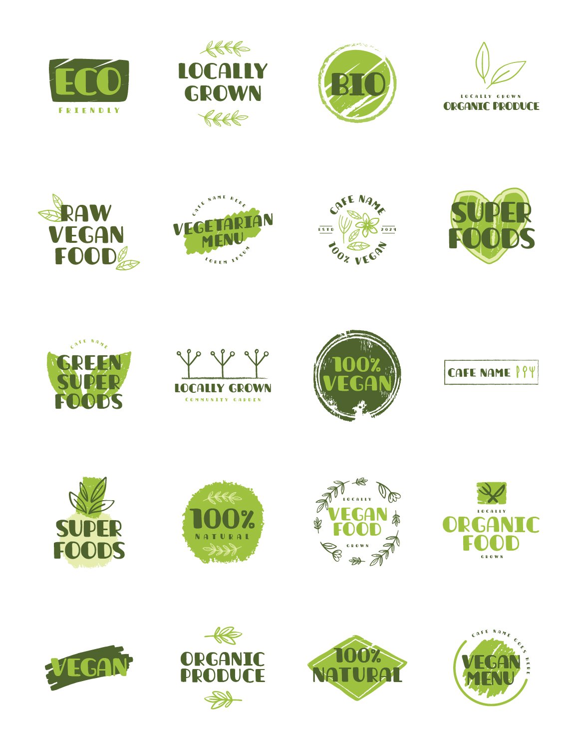 Vegan Food Logo Set preview image.