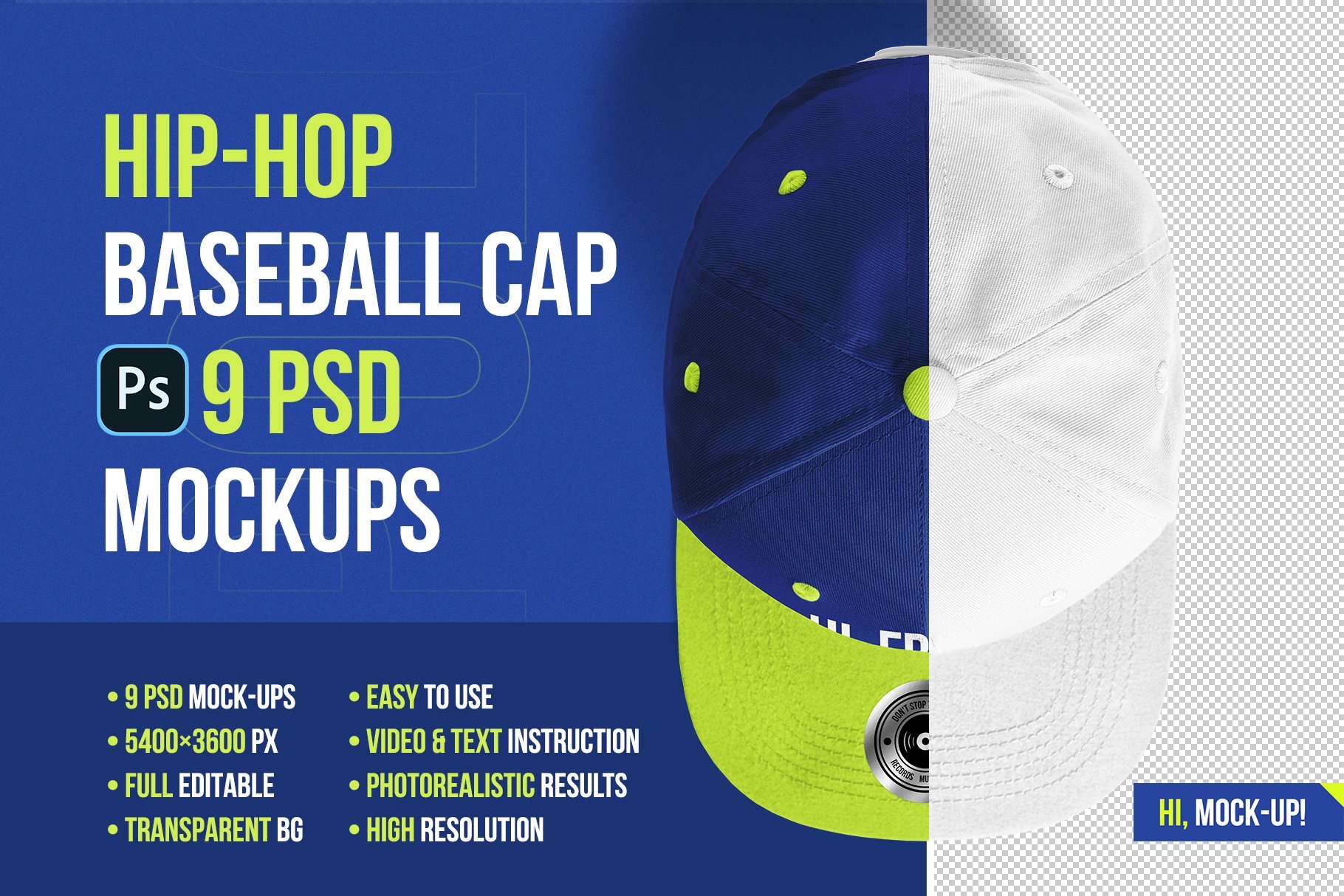 Hip-Hop Baseball Cap Mockups cover image.