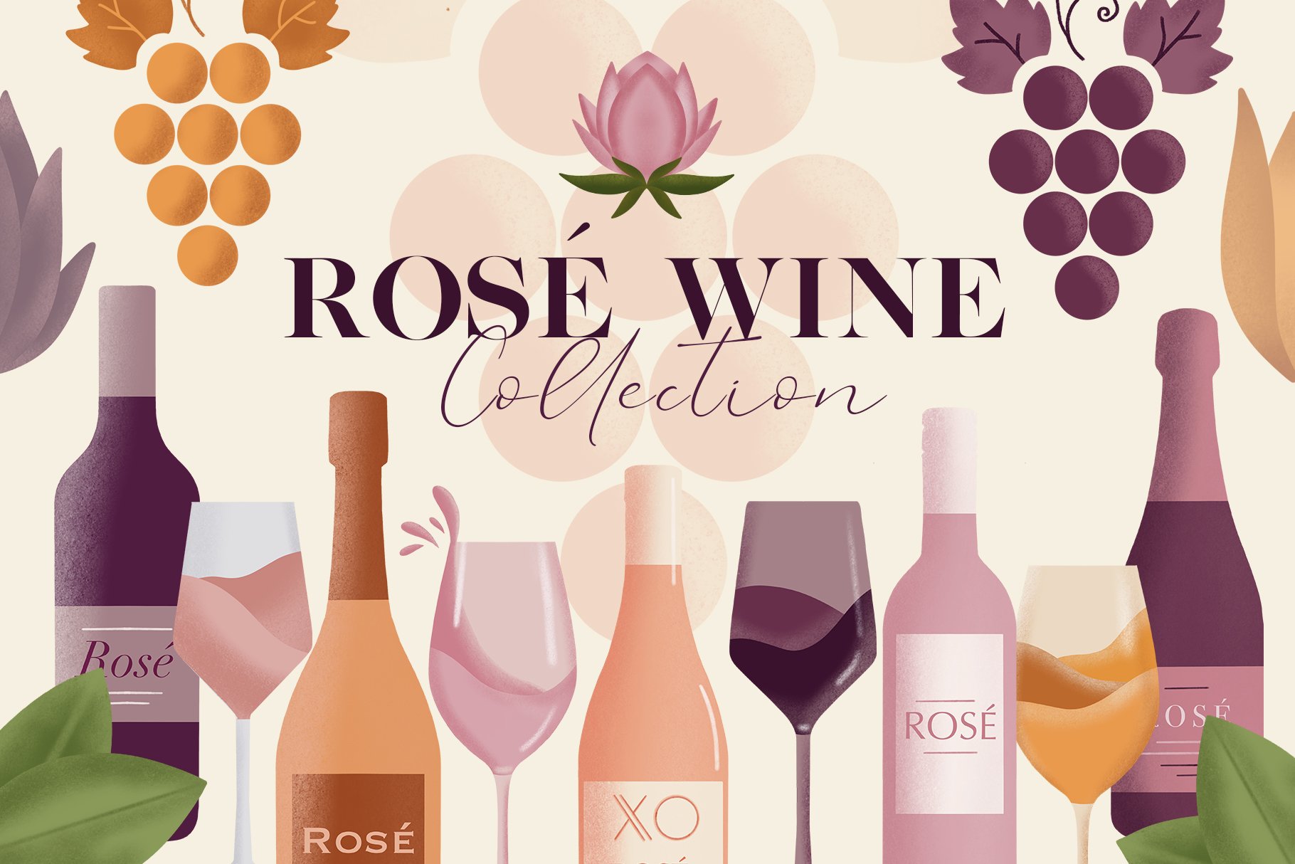 Rose Wine Collection. Patterns&Icons cover image.