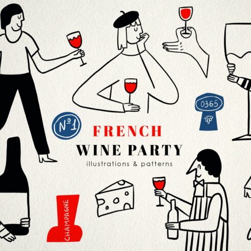 French Wine Party Clipart cover image.