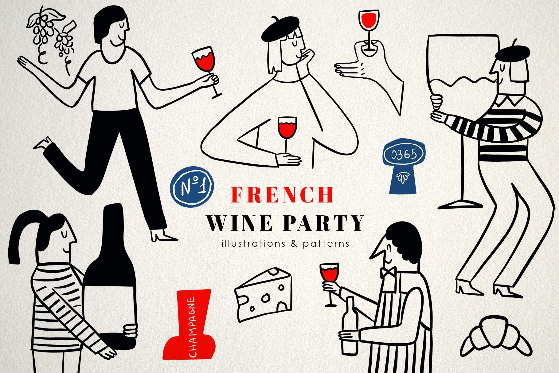 French Wine Party Clipart cover image.