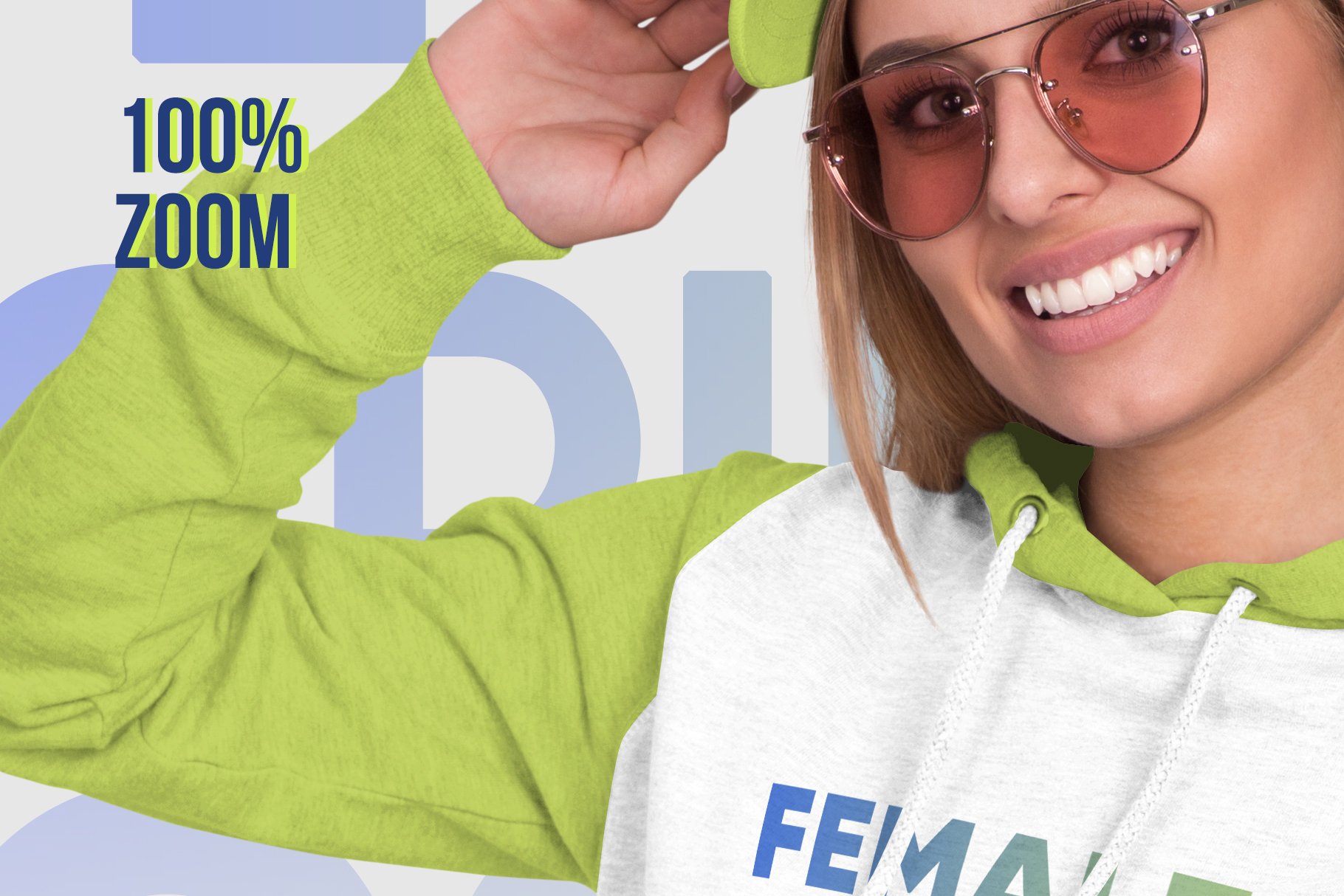 Female Hoodie & Baseball Cap Mockup preview image.