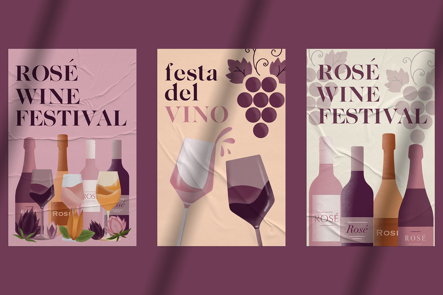 Rose Wine Collection. Patterns&Icons preview image.