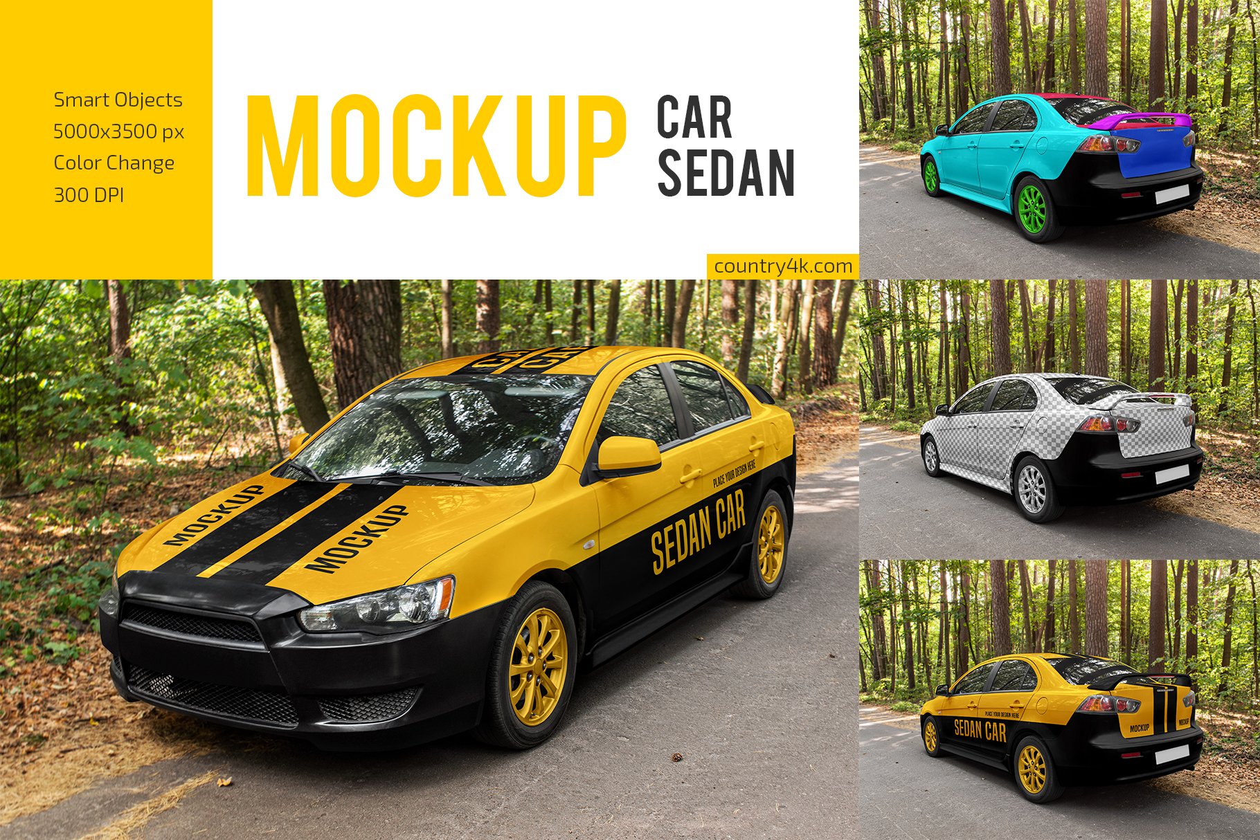 Car Sedan Mockup Set cover image.