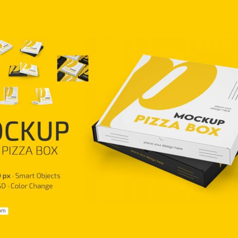 Paper Pizza Box Mockup Set cover image.