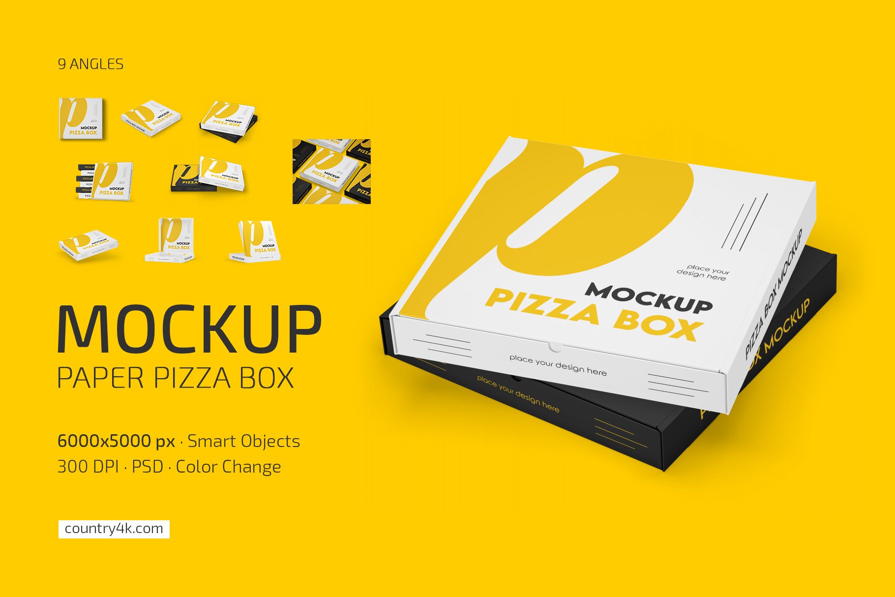 Paper Pizza Box Mockup Set cover image.