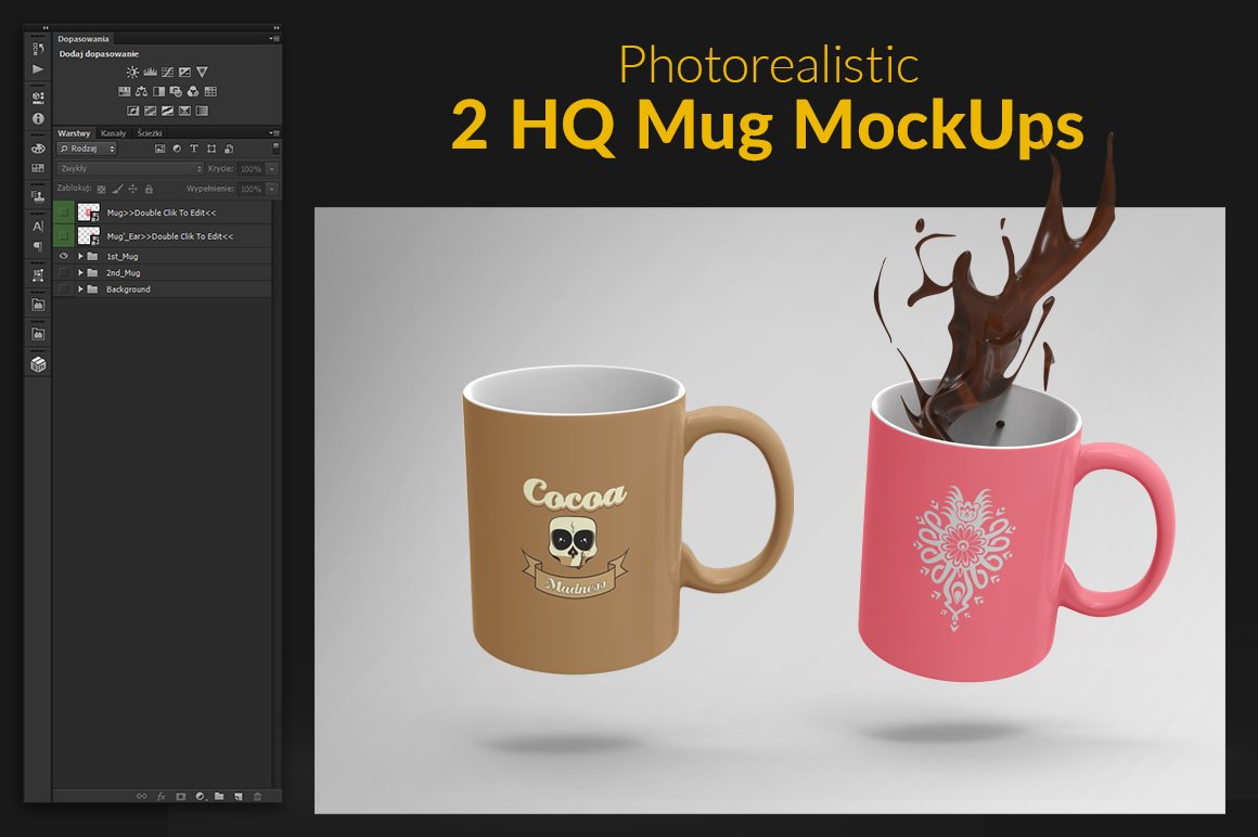 2 HQ Mug MockUps preview image.