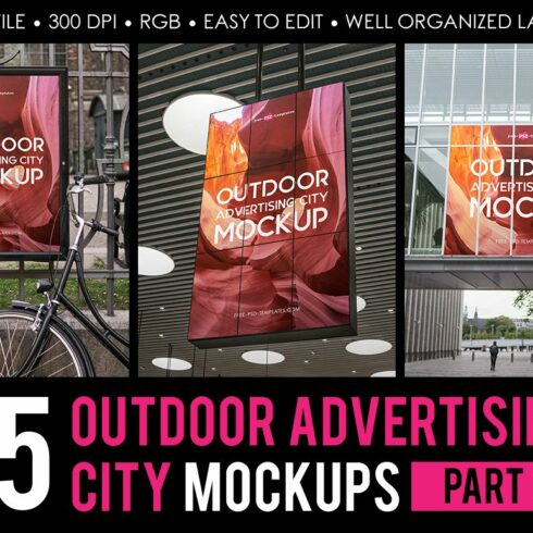 Outdoor Advertising City Mock-Up V2 cover image.