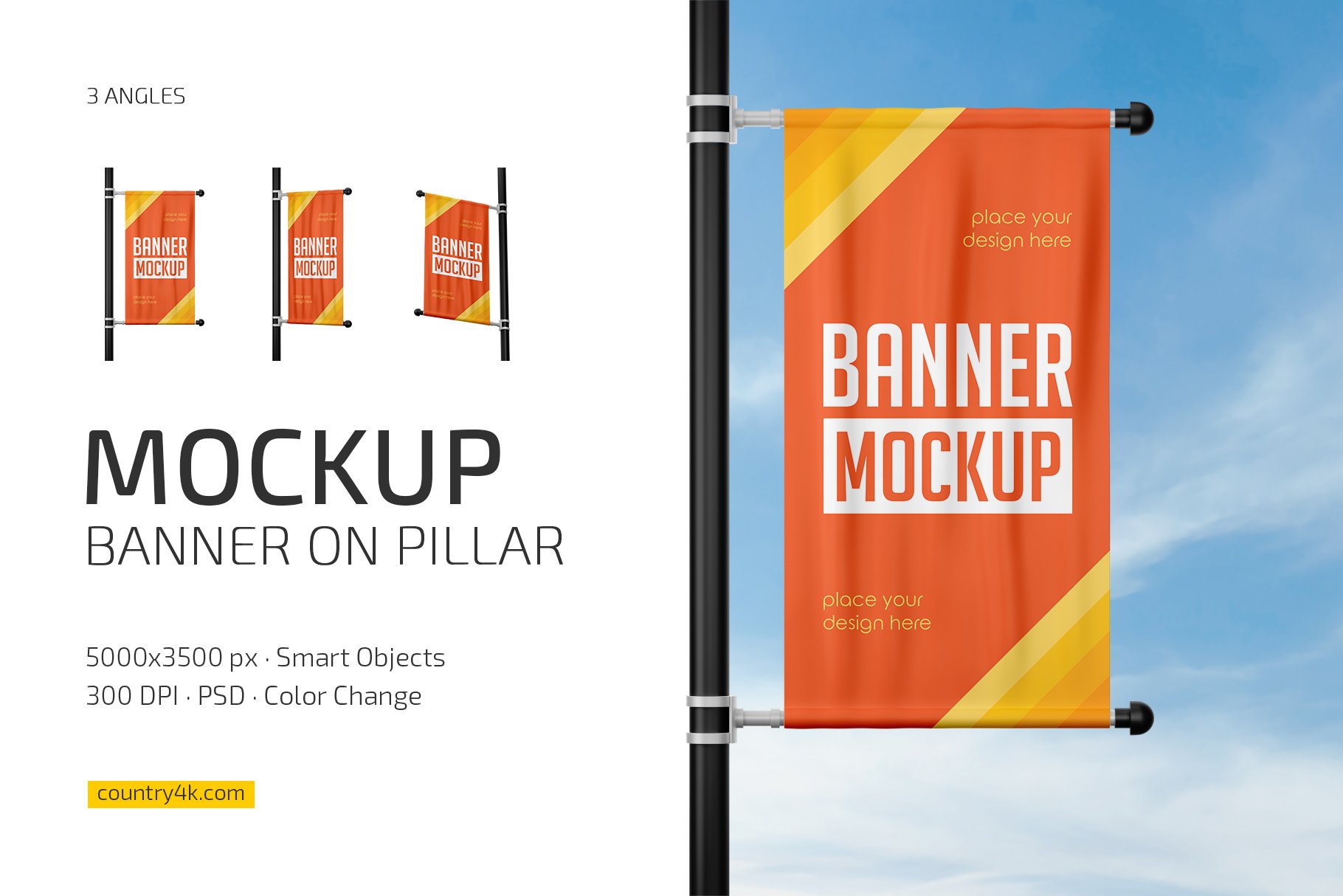 Banner on Pillar Mockup Set cover image.