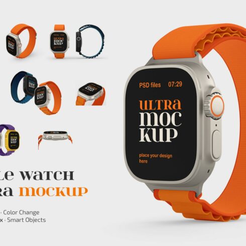 Apple Watch Ultra Mockup Set cover image.