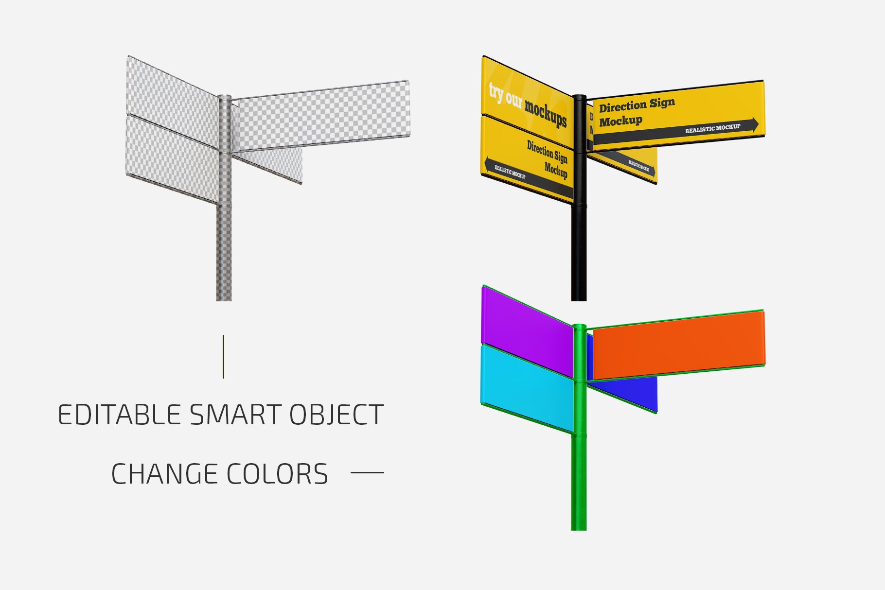 Direction Sign Mockup Set preview image.