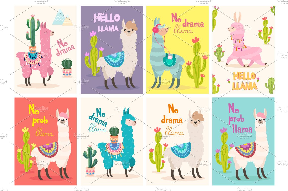 Collection of llama illustration. preview image.