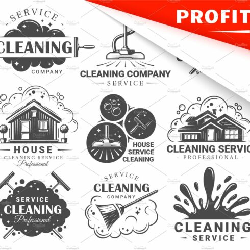 18 Cleaner Service Logos Templates cover image.