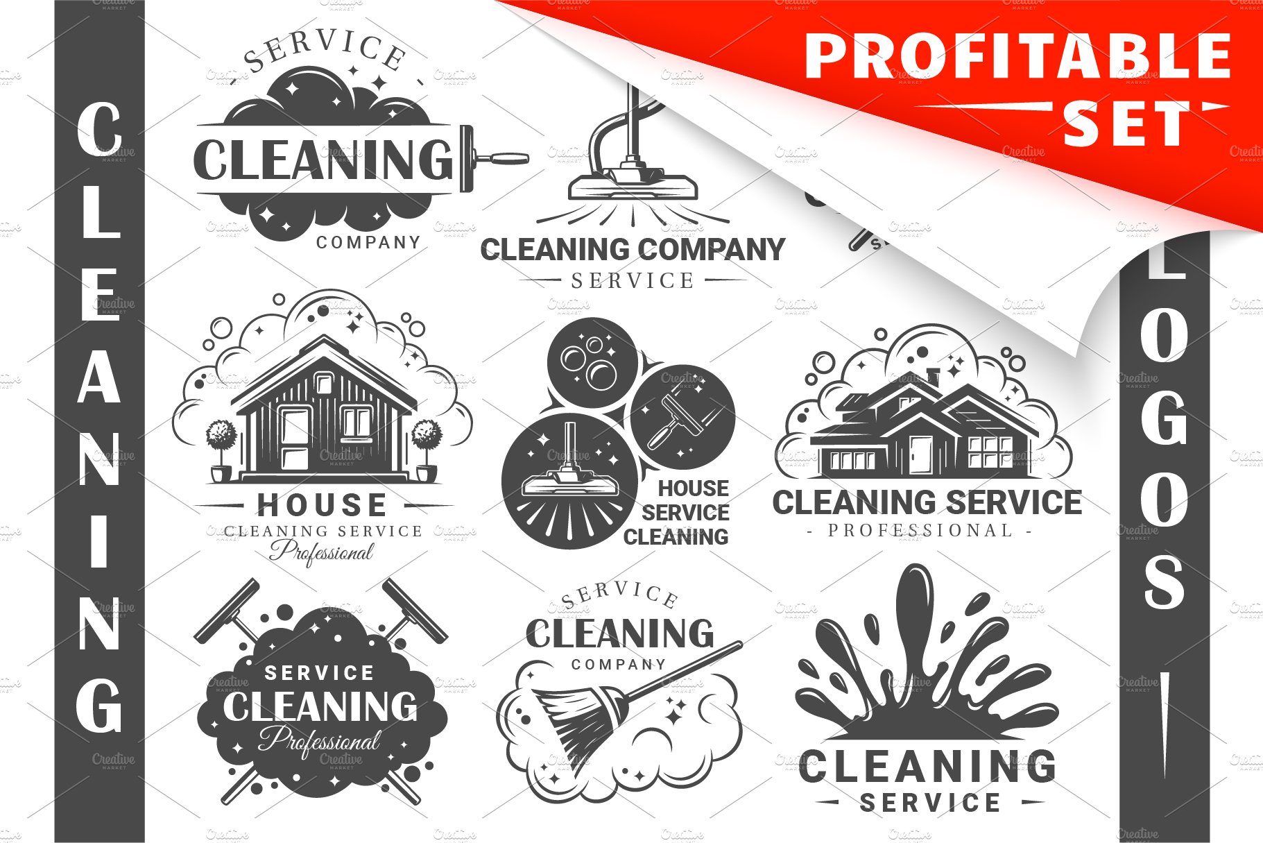 18 Cleaner Service Logos Templates cover image.