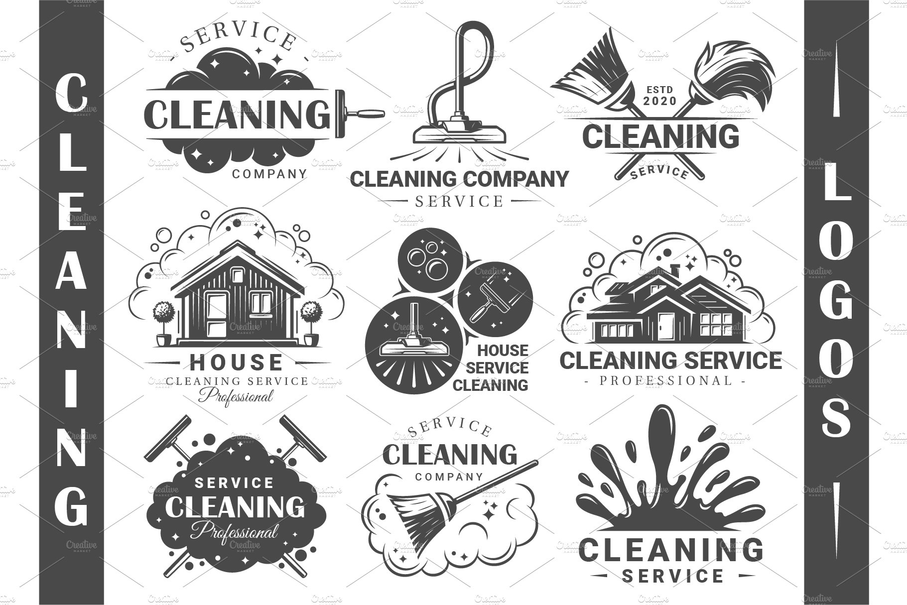 18 Cleaner Service Logos Templates preview image.