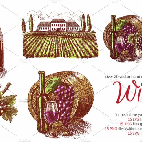 Retro Wine Sketch Set cover image.