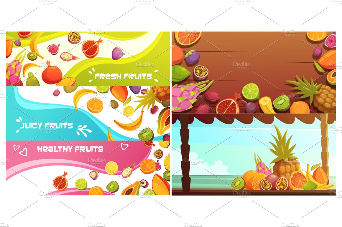 Fruits Cartoon Set preview image.