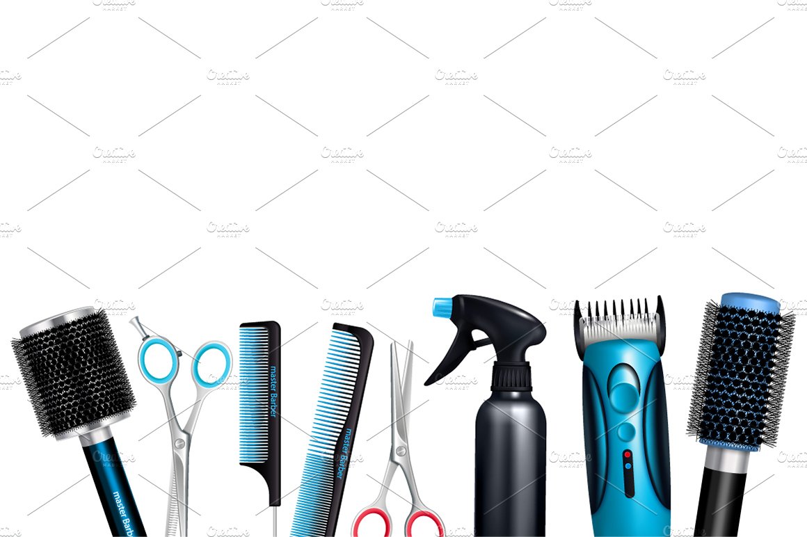 Realistic Hairdresser Tools Set preview image.