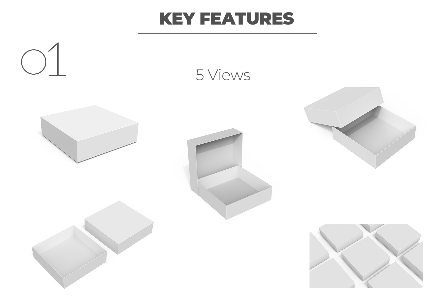 Square Box Packaging Mockup preview image.