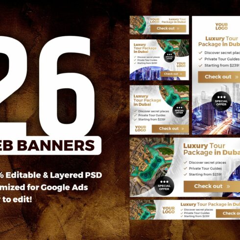 Banners Pack 26 sizes for Google Ads cover image.