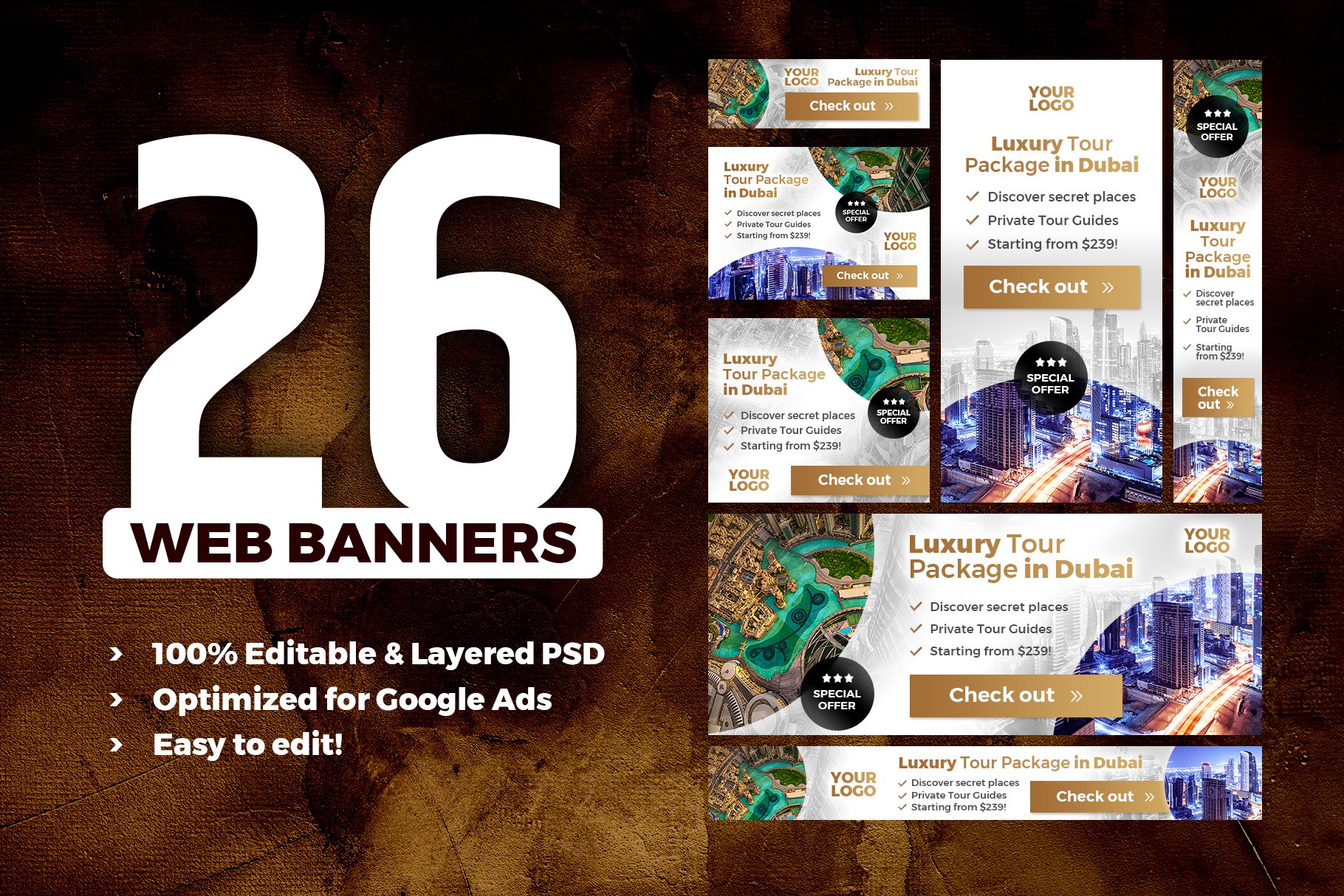 Banners Pack 26 sizes for Google Ads cover image.