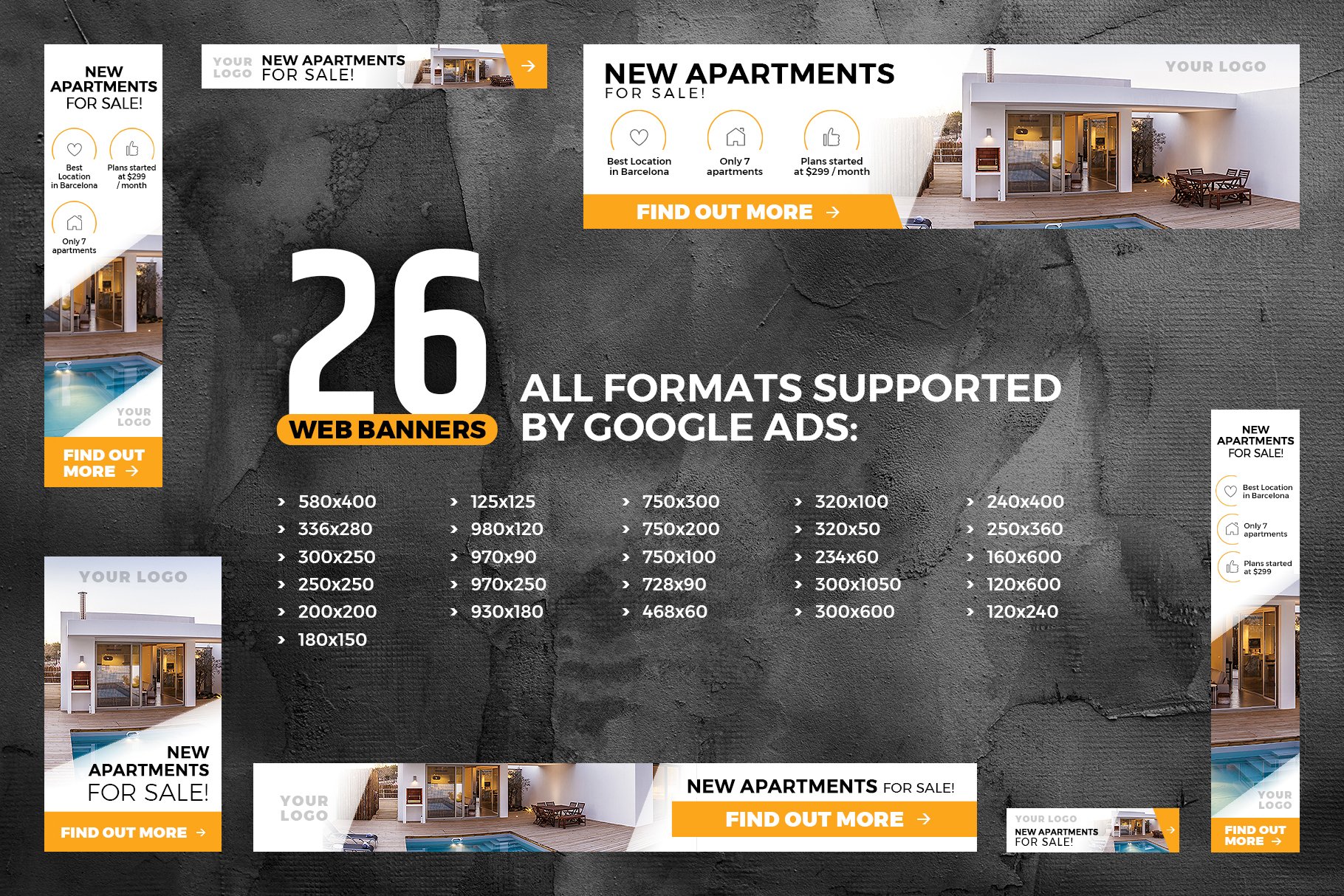 Banners Pack 26 sizes for Google Ads preview image.