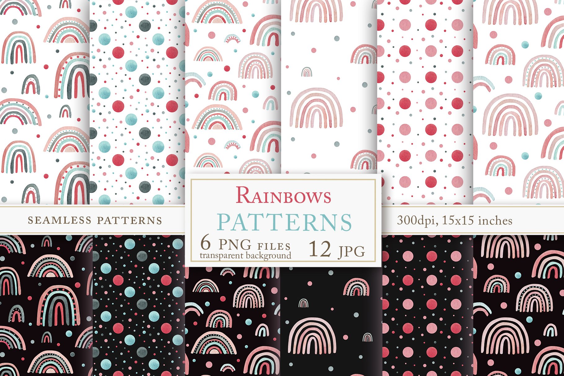 Watercolor RAINBOW patterns cover image.