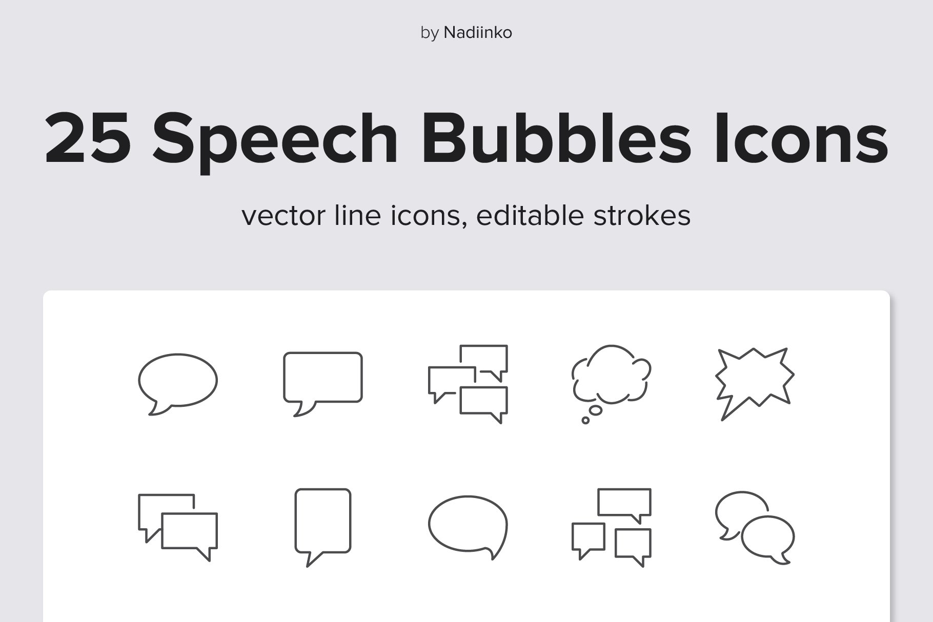 Speech Bubble Line Icons cover image.