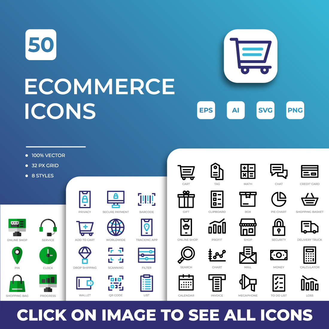 Ecommerce Icons Pack preview image.