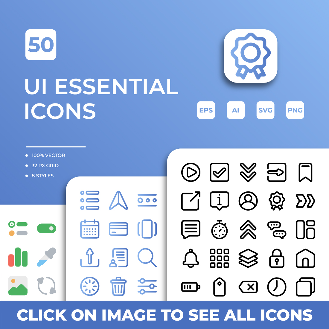 UI Essential Icons Pack preview image.