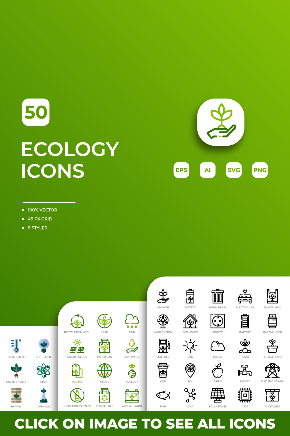 Ecology Icons Pack pinterest preview image.
