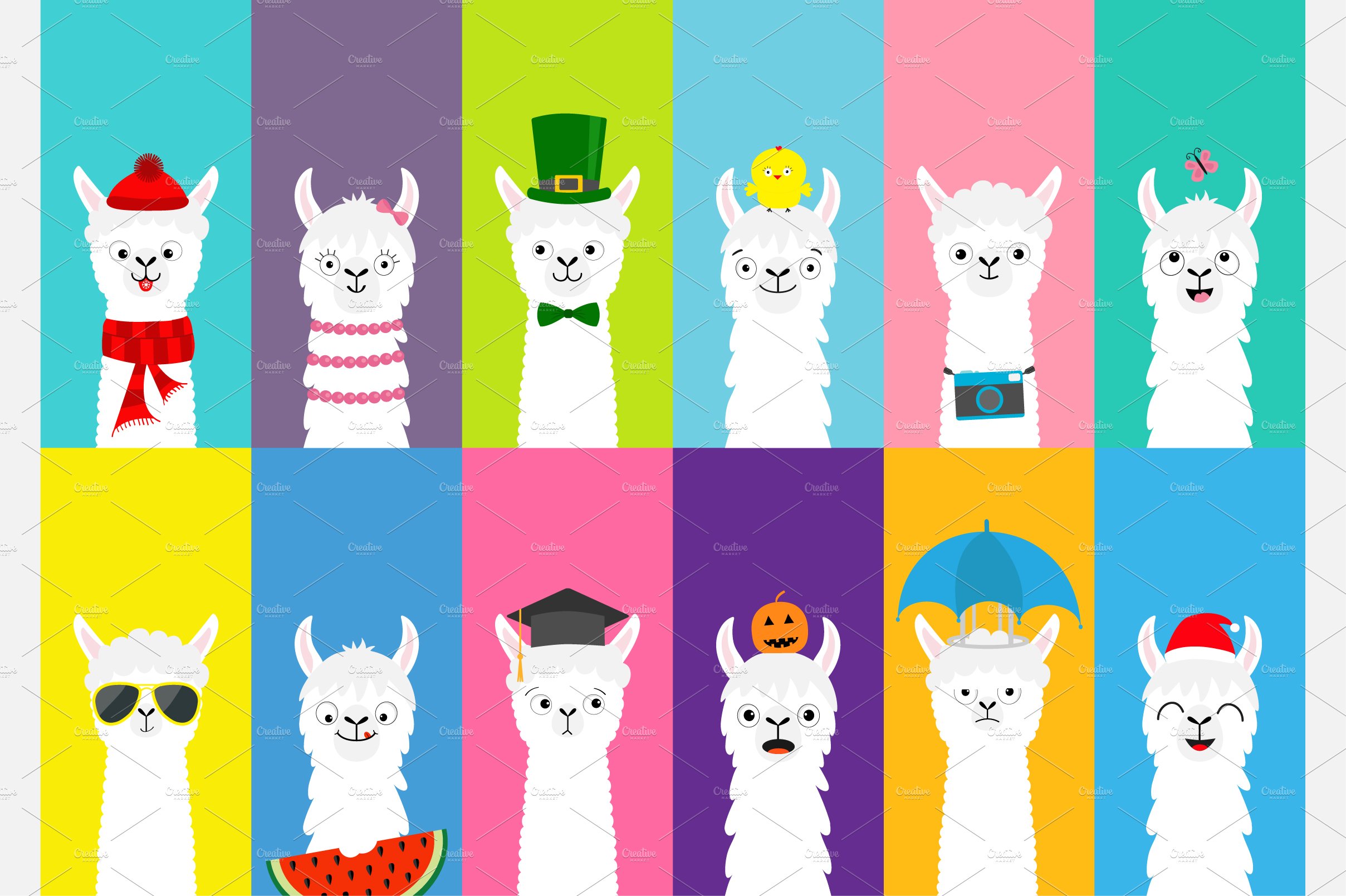 Llama alpaca set. All seasons. cover image.