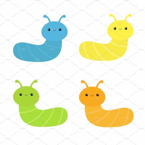 Caterpillar set. Insect bug icon. cover image.