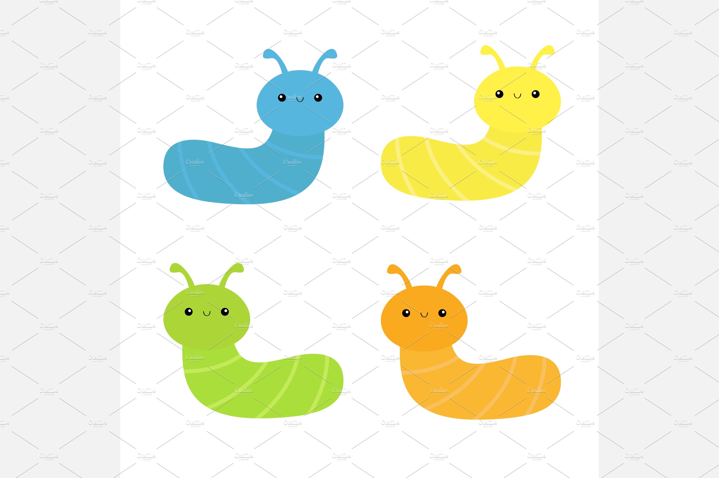 Caterpillar set. Insect bug icon. cover image.