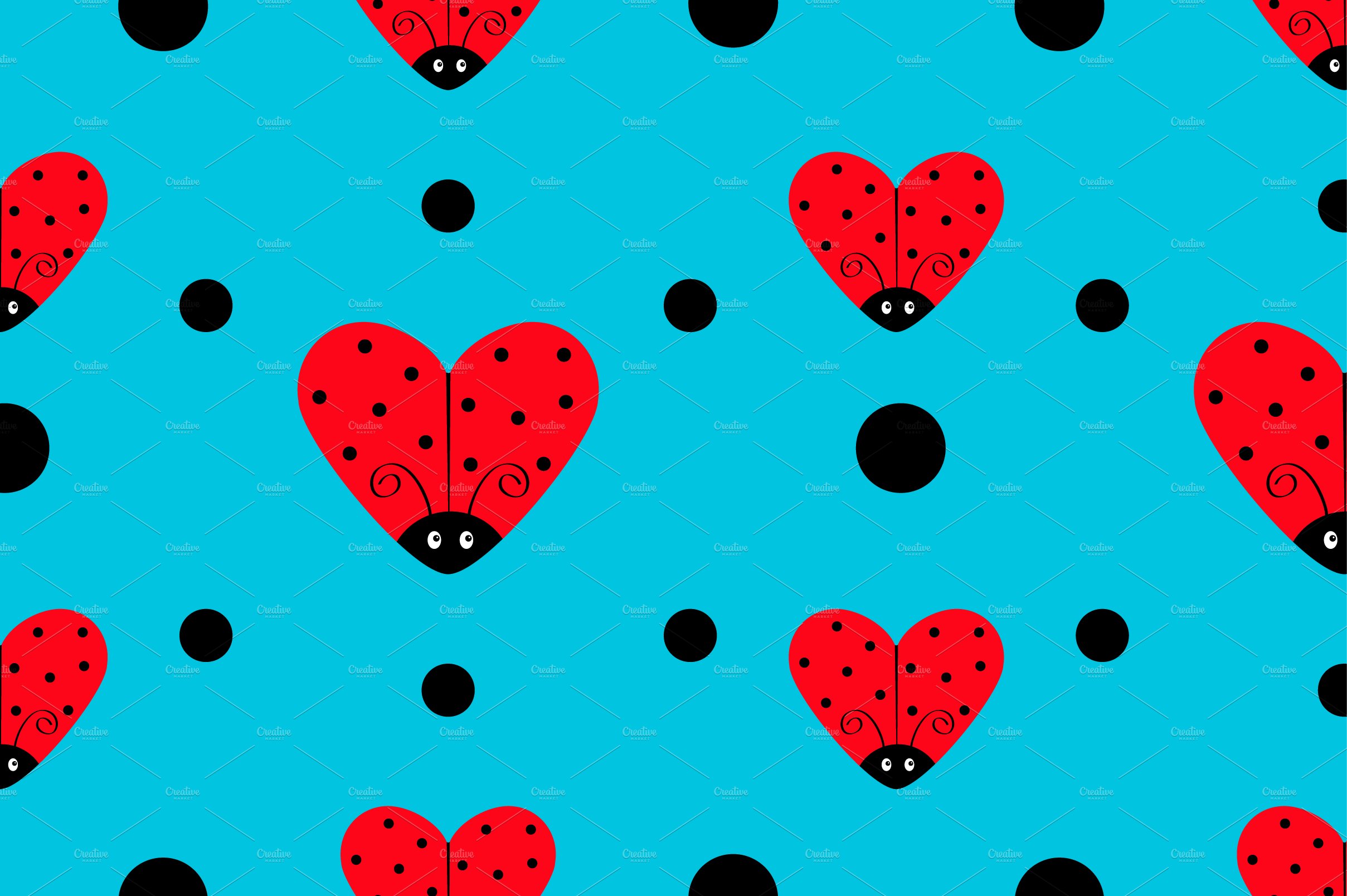 Ladybug Ladybird heart Pattern preview image.
